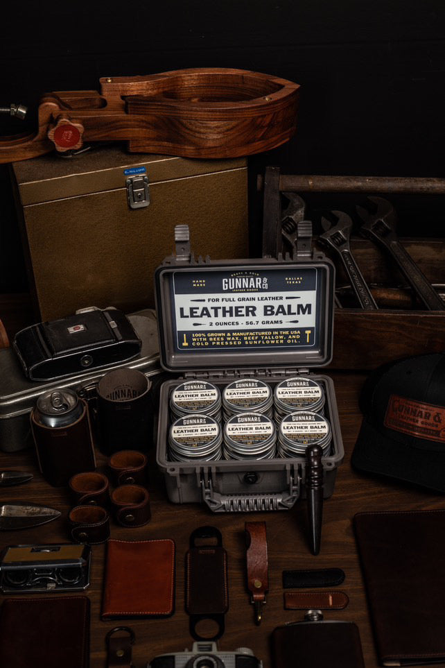 Premium leather conditioner made in the USA with beeswax, beef tallow, and sunflower oil.