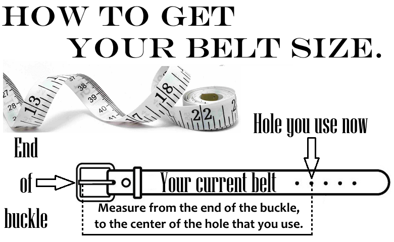 Belt sizing guide with visual measuring instructions for proper fit