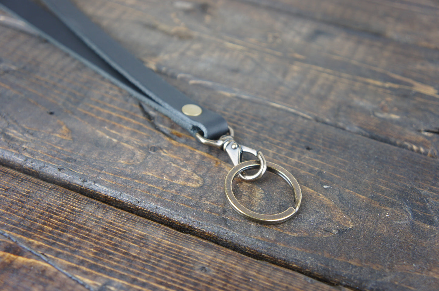 Handmade leather lanyard ideal for work, keys, or ID badge