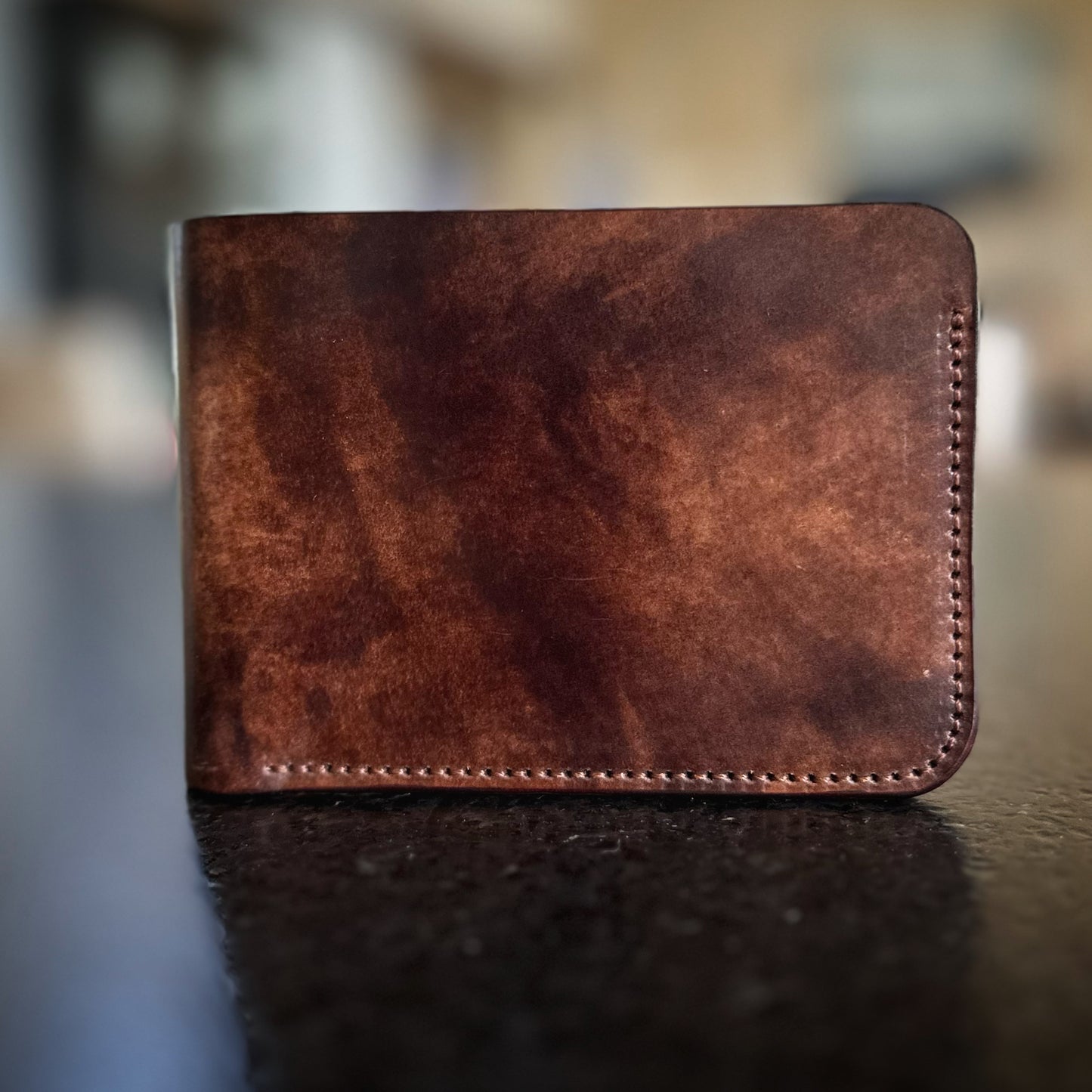 Marbled shell cordovan billfold wallet